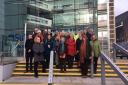 Staff and volunteers from Suffolk branches of Citizens Advice outside Endeavour House, Ipswich, ahead of the  Suffolk County Council cabinet meeting discussing funding cuts in early 2019. Picture: NELLEKE VAN HELFTEREN