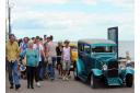 Custom cars and hot rods lining up on the prom and seafront at Felixstowe during the rally in 2010