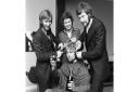 Broadcaster Noel Edmonds opens Scissors hair salon in Ipswich, during November 1974