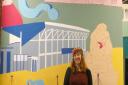 Pippa Worthington from Felixstowe has created a mural for Ipswich microshops featuring sights from the town