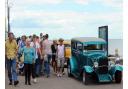 Custom cars and hot rods lining up on the prom and seafront at Felixstowe during the rally in 2010