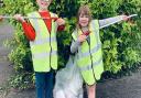 Dexter and sister Violet litter picking Picture: SUDBURY TOWN COUNCIL COMMUNITY WARDENS