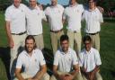 The Suffolk first team who beat Leicestershire: Back (from left): James ODoherty, Sam Debenham, Jack Cardy (captain), James Biggs and Paul Waring. Front: Calvin Sherwood, Adam Sheldrake and Habebul Islam. Photograph: TONY GARNETT