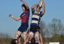 Chelmsford win a line-out in their defeat against Sudbury. Picture: CHELMSFORD RUGBY CLUB