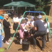 Children from the Long Melford Church of England Primary School visited the dig site.