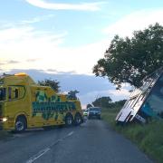 Around 15 people were on board a bus that crashed into a ditch in west Suffolk last night