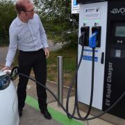 Establishing more electric vehicle (EV) charging points, such as this one at Needham Lake, are among Babergh and Mid Sufolk's plans for carbon reduction. Picture: BMSDC