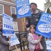 There is concern over the future of NHS dental provision in Hadleigh. Pictured in a previous Toothless in Suffolk protest