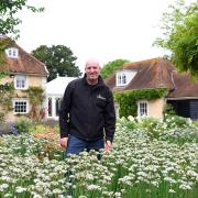 Paul Davis at one of the gardens he looks after in Polstead, Mr Davis will be heading to film at the Chelsea Flower show later this month - it is the first time the show will ever have taken place in September