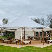 The Lion Brasserie in East Bergholt has had a tipi installed in its gardens, with heaters and flowers being installed over the weekend ahead of Monday, April 12.