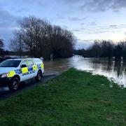 The B1062 near Homersfield is closed due to the flooding.