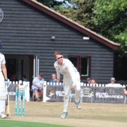 Jack Beaumont bowling for Suffolk against Norfolk in the Unicorns Championship at Copdock. Picture: NICK GARNHAM