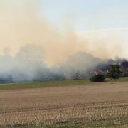 About 750 tonnes of straw were set on fire in Great Waldingfield, near Sudbury