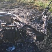 A burnt out moped was discovered on Friars Meadow in Sudbury
