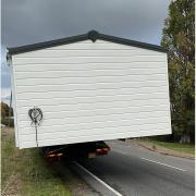 Police were not aware of the mobile home being carried on the A14 in Suffolk