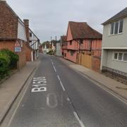 High Street in Bures is closed