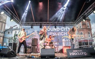 Swimsuit Competition performing on the Cornhill for Sound City Ipswich 2019. Picture: PHILIP CHARLES